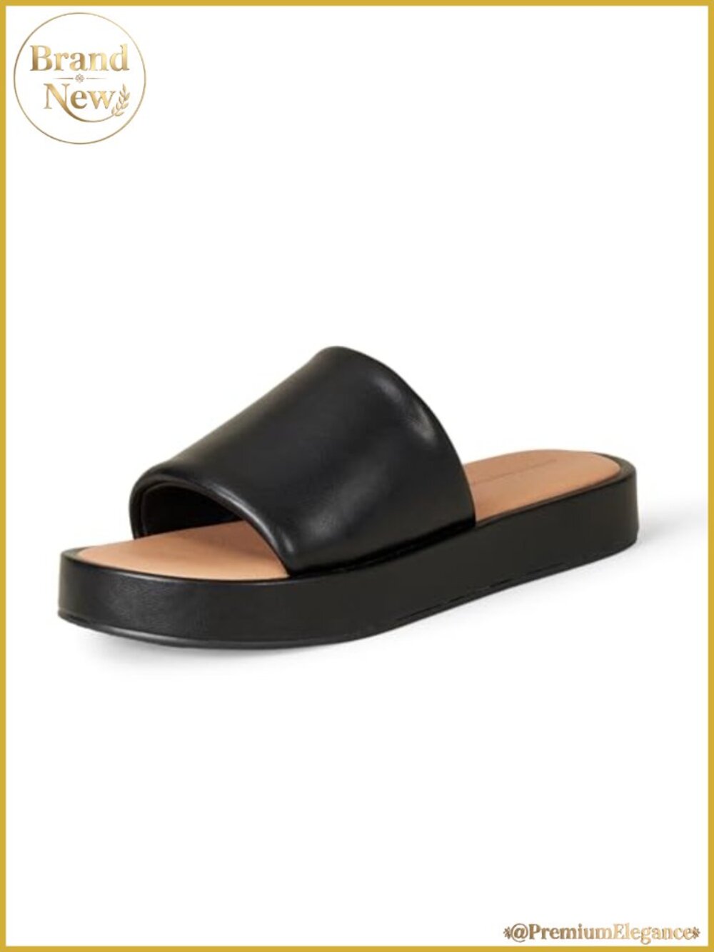 Padded Slide Flatform Sandals Memory Foam Faux Leather